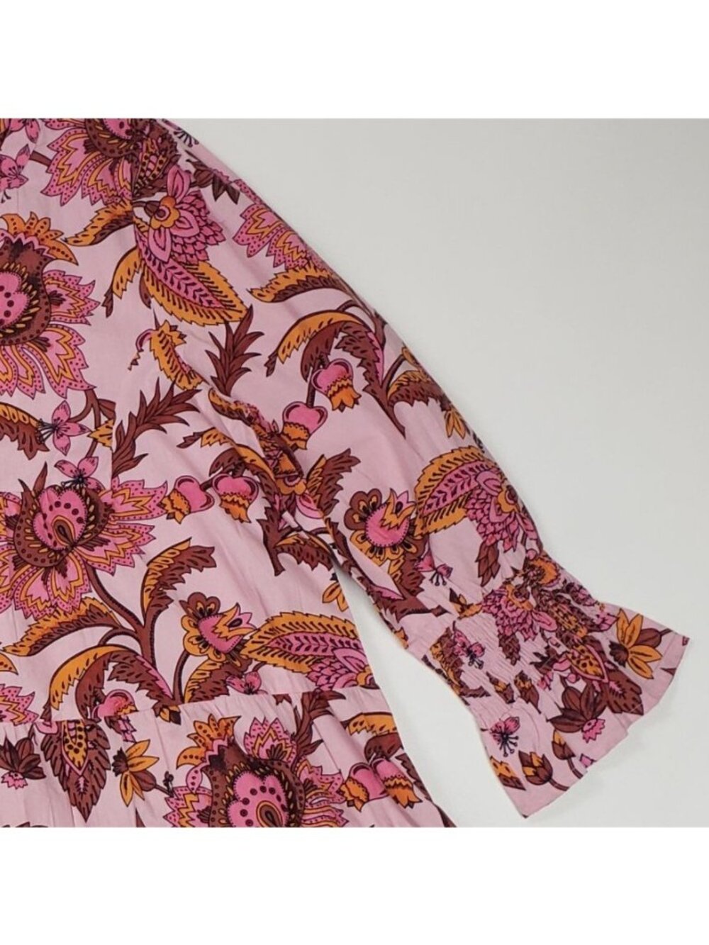 Tuckernuck Pink Ornate Chintz Floral Tiered Mini Dress Women’s XL Cotton NWT - Picture 15 of 16